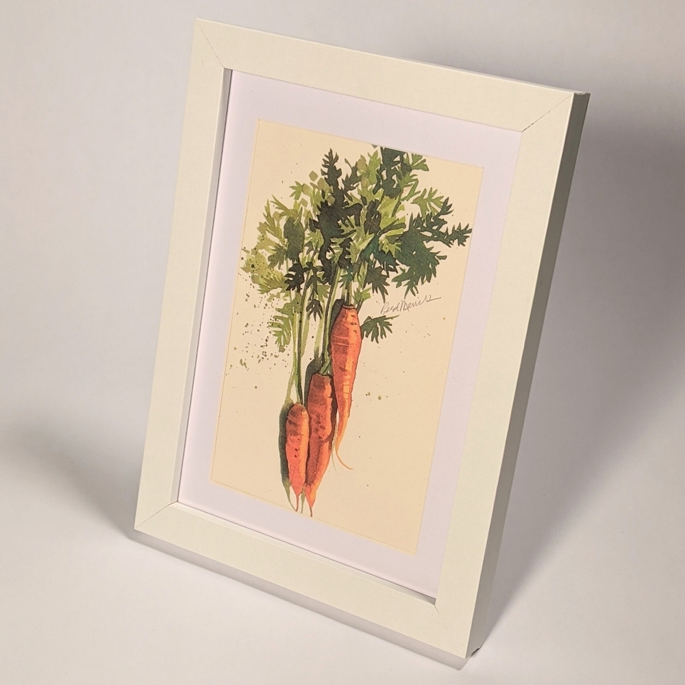 Carrot framed matted vegetable art print 5x7in